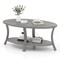 Grey Rubber Wood 2-Tier Coffee Table with Open Shelf and Rustic Design